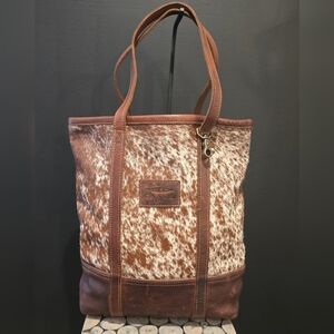 Canoe Brand Cowhide and Leather Tote EUC